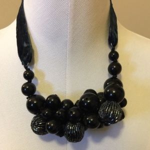 Anthropologie Statement Necklace w/ Velvet & Beads